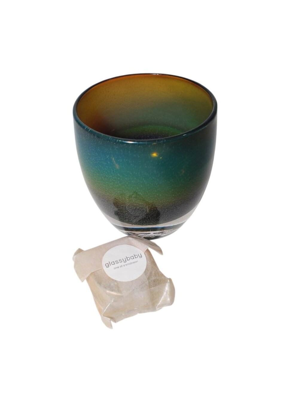 GlassyBaby Hudson Glass Votive Candle Holder - Hand-Blown Multicolor Design